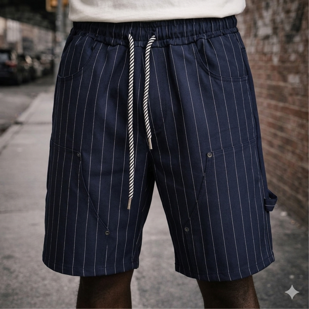 Completo T-shirt Multimaterica e Shorts Pinstripe
