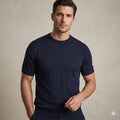 T-SHIRT SEINSE TRAFORATA IN FILO BLU