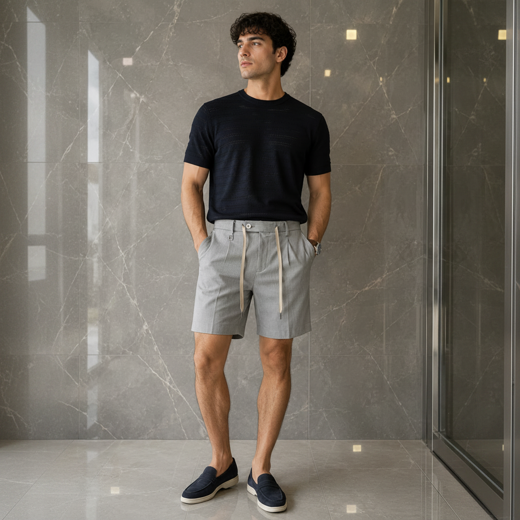 Bermuda Sartoriale Fluido con Coulisse – Perla