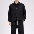 Overshirt Nera con Tasche Applicate