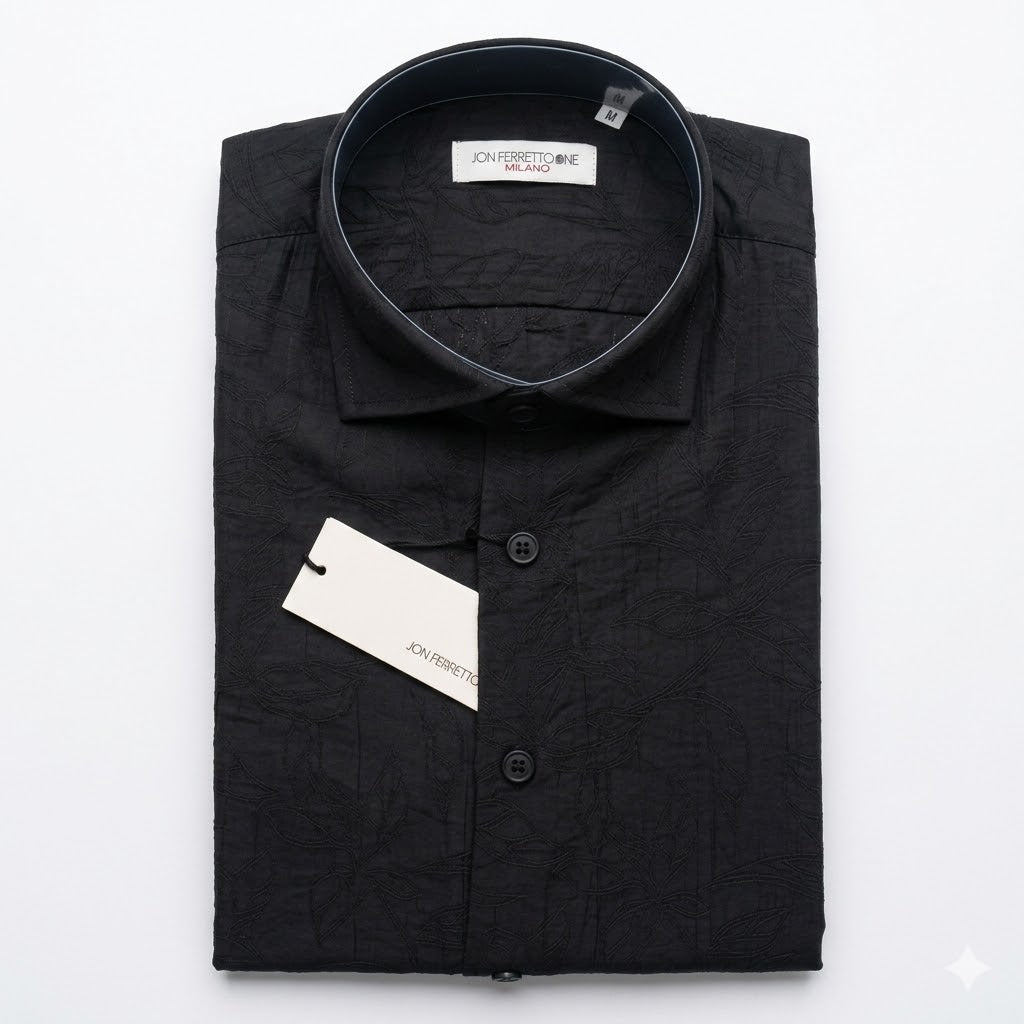 Camicia CLEA Jon Ferretto Viscosa Fantasia NERA