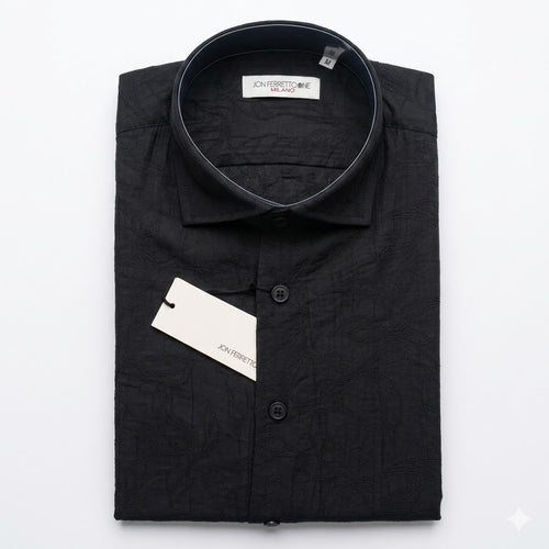 Camicia CLEA Jon Ferretto Viscosa Fantasia NERA