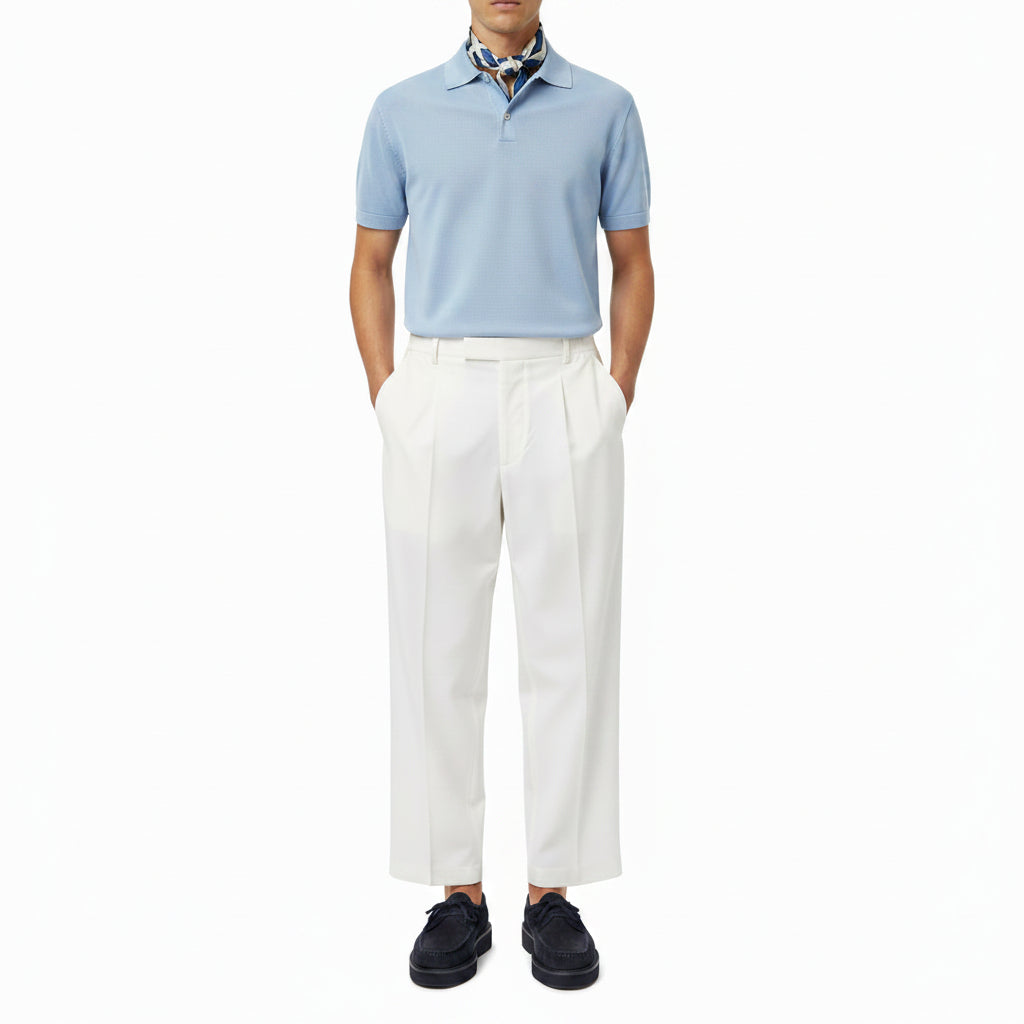 Pantalone SYST  Sartoriale Relaxed-Fit con Vita Elasticizzata BIANCO