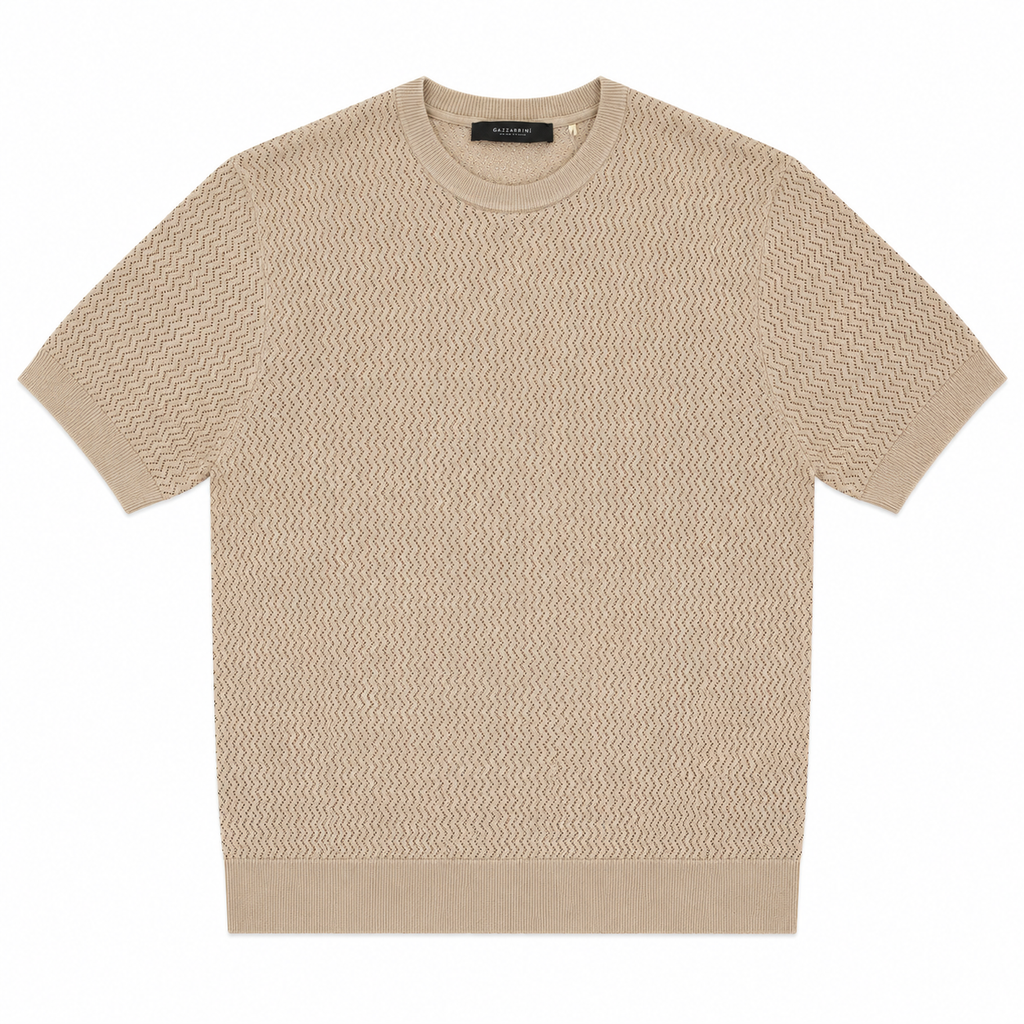 T-SHIRT TRAFORATA IN FILO BEIGE