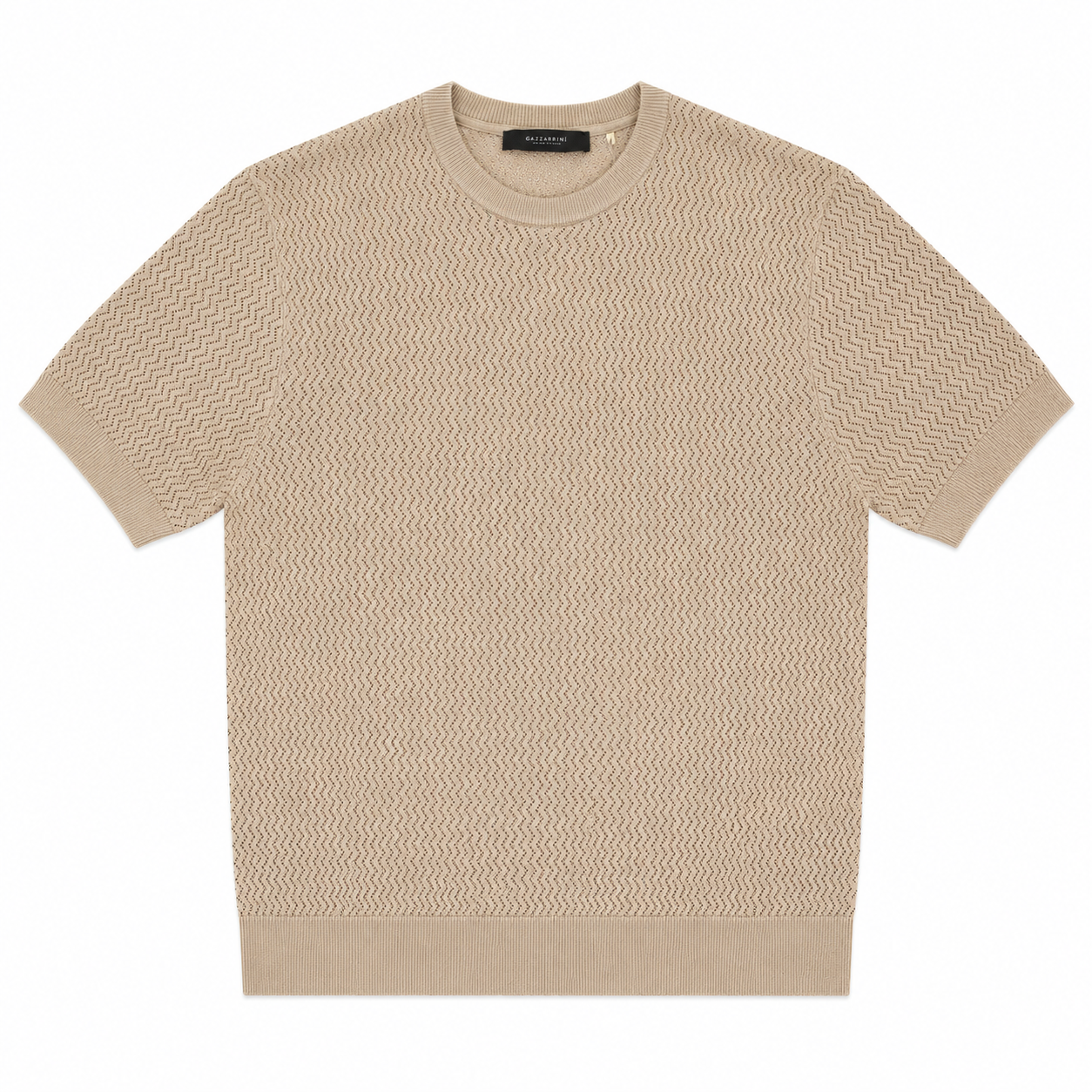 T-SHIRT TRAFORATA IN FILO BEIGE