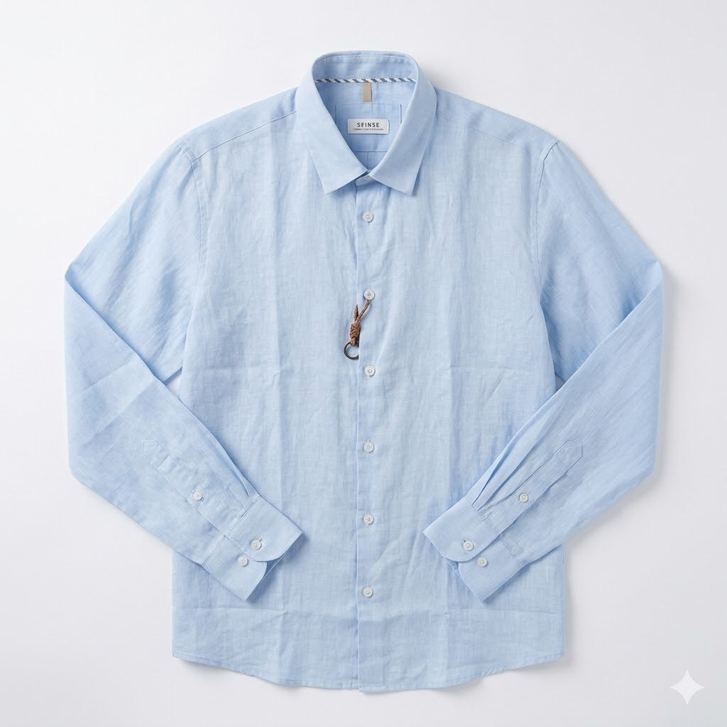 Camicia 100% Lino Cielo