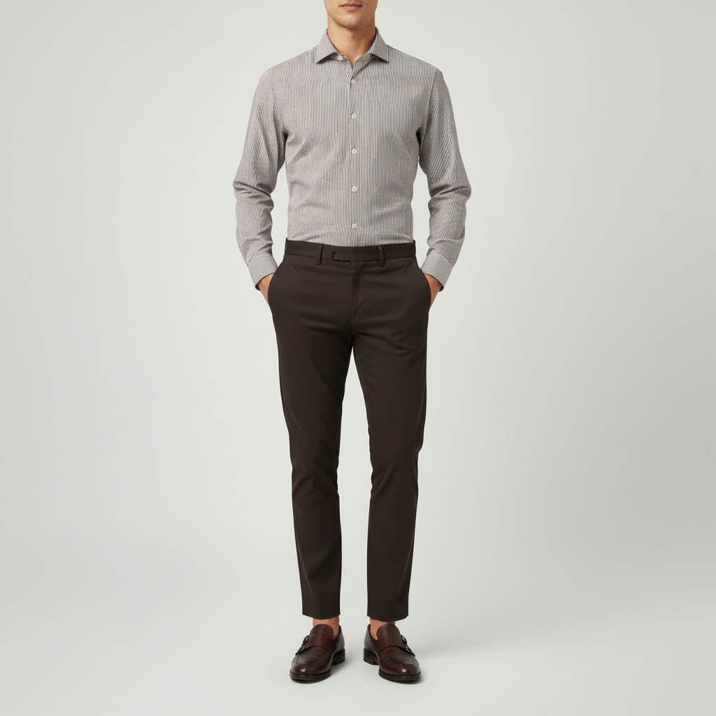 Camicia Sartoriale Jhon Ferretto  – Righe Marroni e Bianche