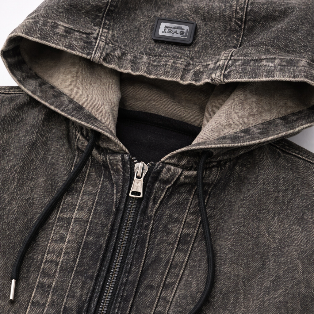 Completo STEEL SYST denim washed con Giubbino zip e cargo