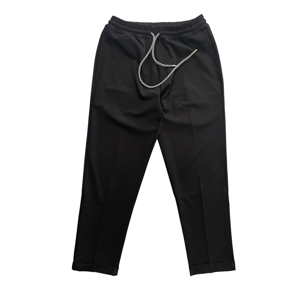 Pantalaccio  in Viscosa  con Coulisse e Risvolto - Nero