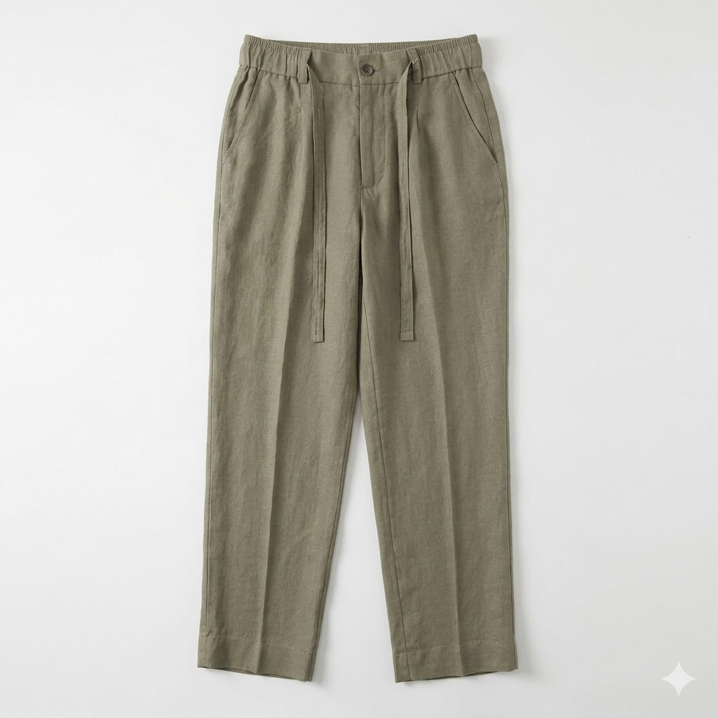 Pantalone Lino Ampio Verde