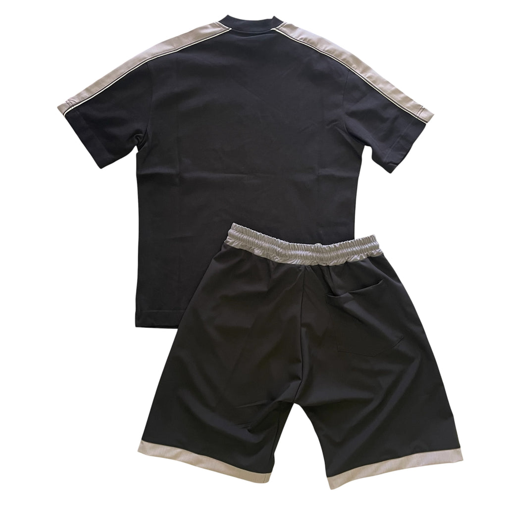 Completo – T-shirt & Bermuda Coordinati Nero-grigio