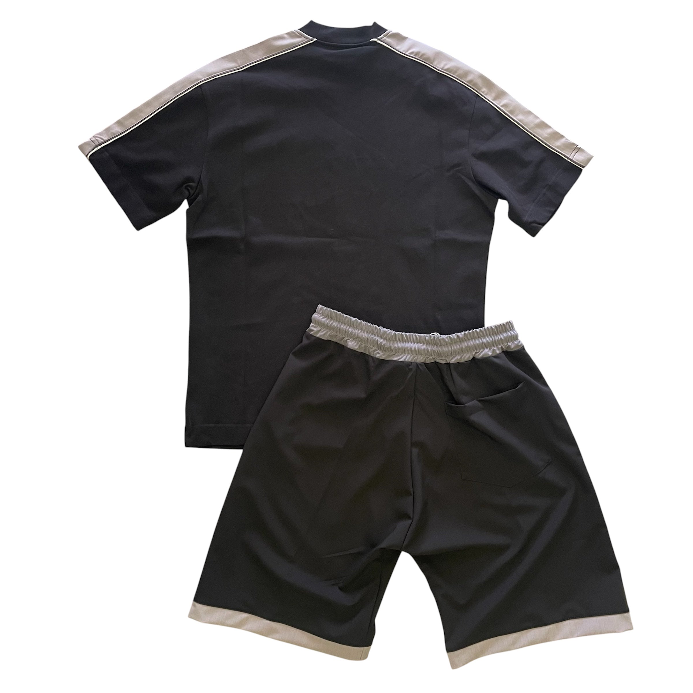 Completo – T-shirt & Bermuda Coordinati Nero-grigio