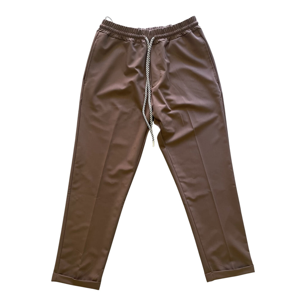 Pantalaccio  in Viscosa  con Coulisse e Risvolto - Coffe