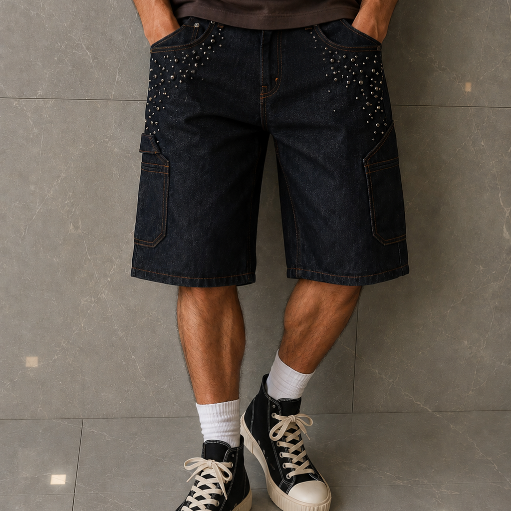 Bermuda Denim Borchiato