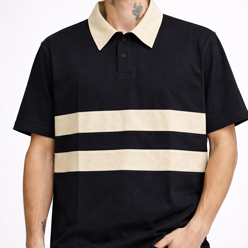 Polo Bicolor in Cotone con Colletto a Contrasto