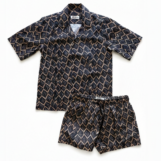 Completo Mare JF  Coordinato con Stampa Geometrica Ikat – Camicia e Costume