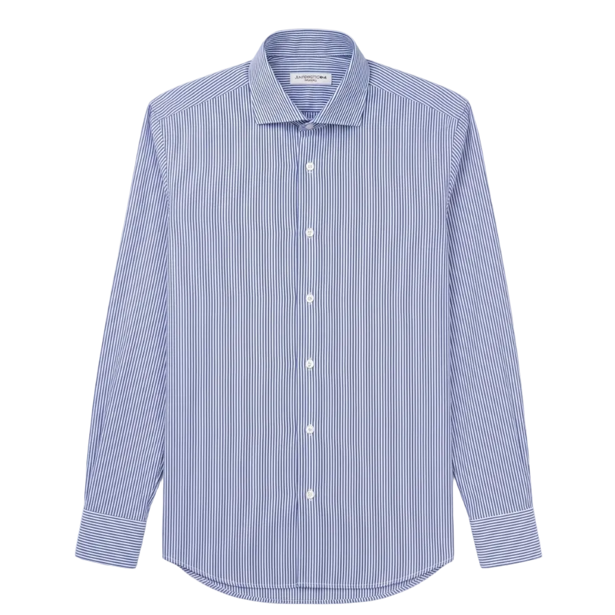 Camicia Sartoriale Jhon Ferretto  – Righe Sottili Blu e Bianche