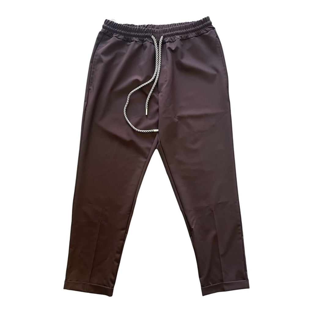 Pantalaccio  in Viscosa  con Coulisse e Risvolto - Moro