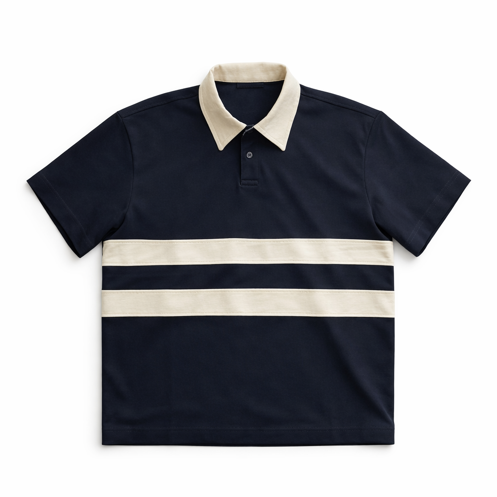 Polo Bicolor in Cotone con Colletto a Contrasto