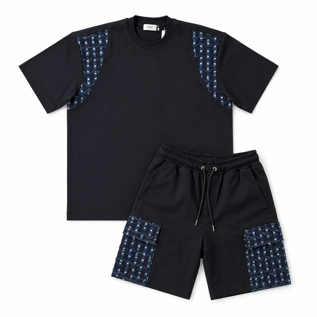 Completo SYST  T-shirt & Shorts Denim Graffiato BLACK