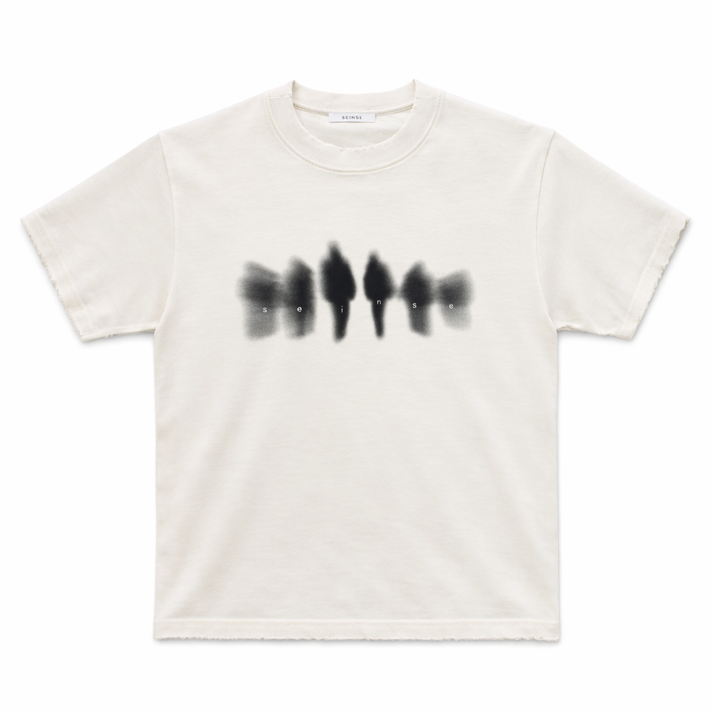 T-shirt Panna SEINSE effetto spray con bordi raw