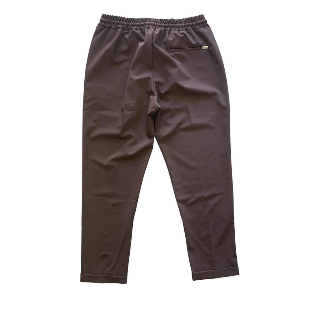 Pantalaccio  in Viscosa  con Coulisse e Risvolto - Moro