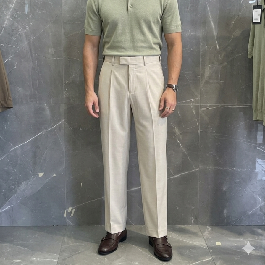 Pantalone SEINSE Stretch a Gamba Dritta ECRU