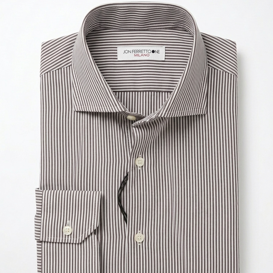 Camicia Sartoriale Jhon Ferretto  – Righe Marroni e Bianche