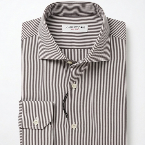 Camicia Sartoriale Jhon Ferretto  – Righe Marroni e Bianche