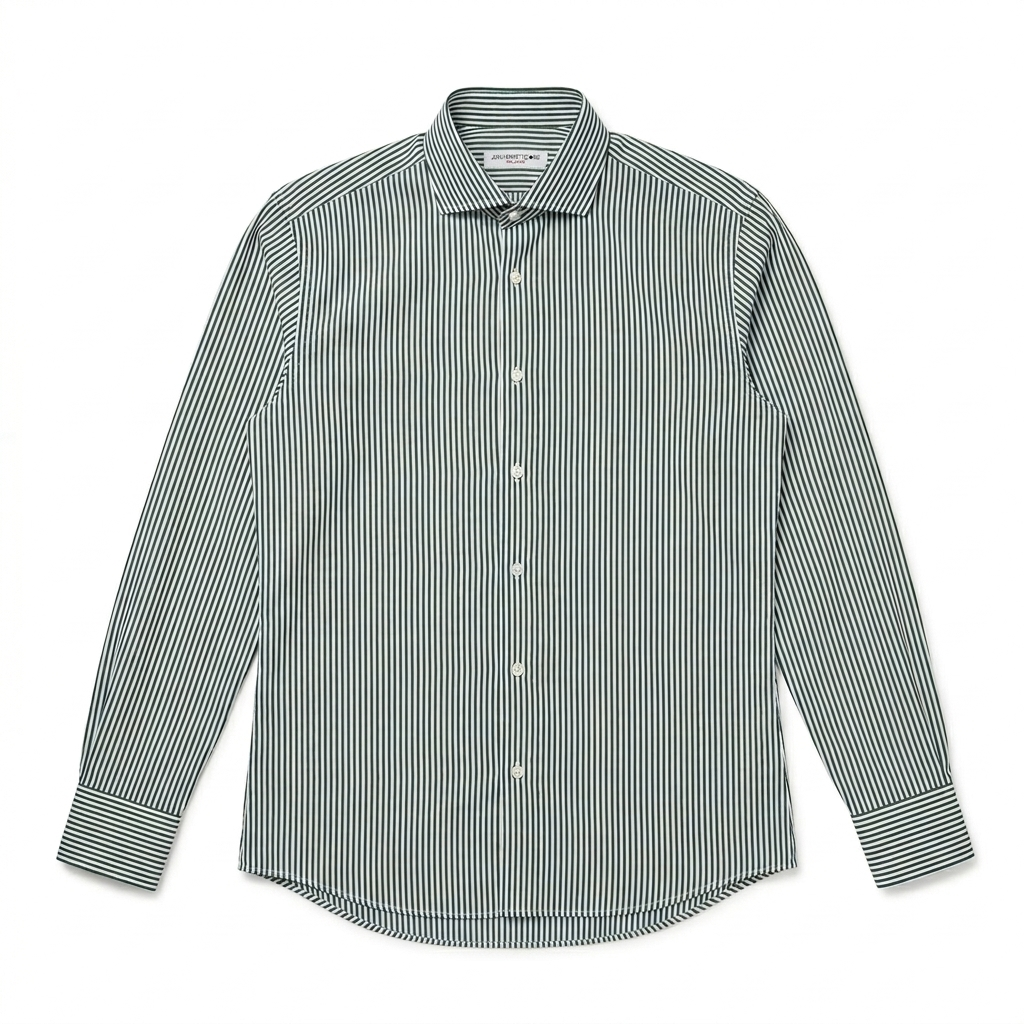 Camicia Sartoriale Jhon Ferretto  – Righe Sottili Verde e Bianche