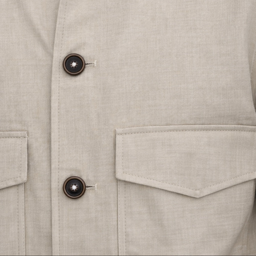 Overshirt Ecru con Tasche Applicate
