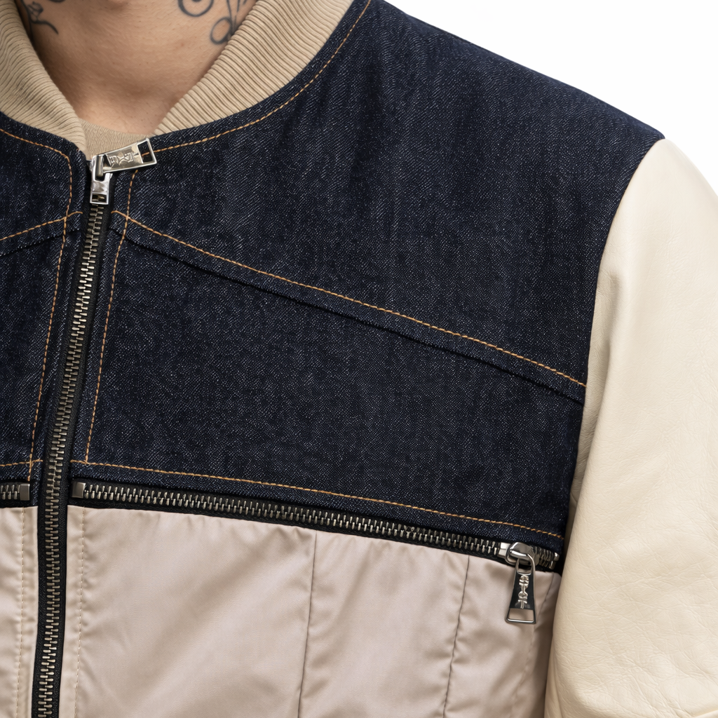 Giubbino SYST Bicolore Denim & Vera Pelle