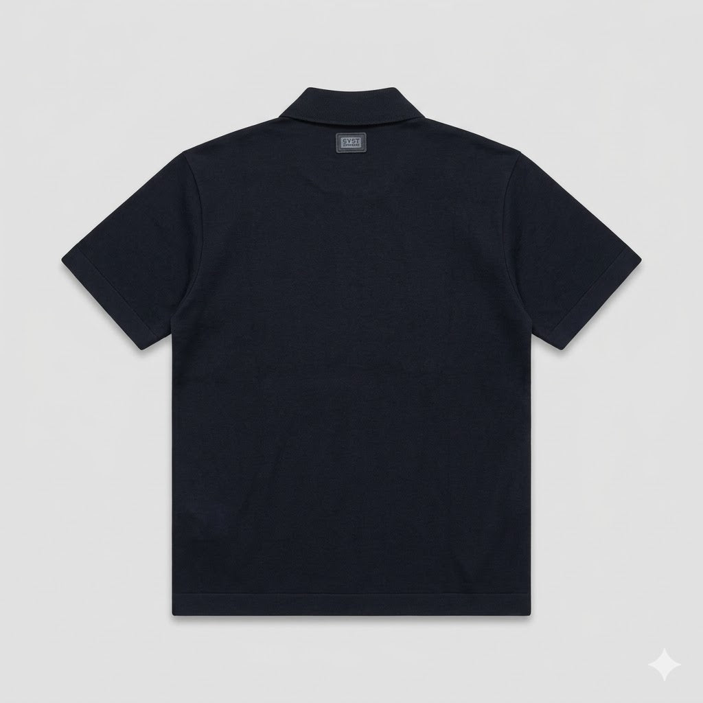 Polo SYST Nera Minimal con Dettaglio Ricamato