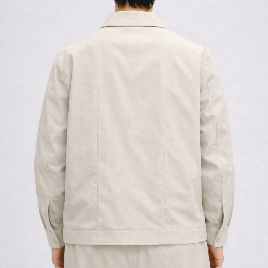 Overshirt Ecru con Tasche Applicate