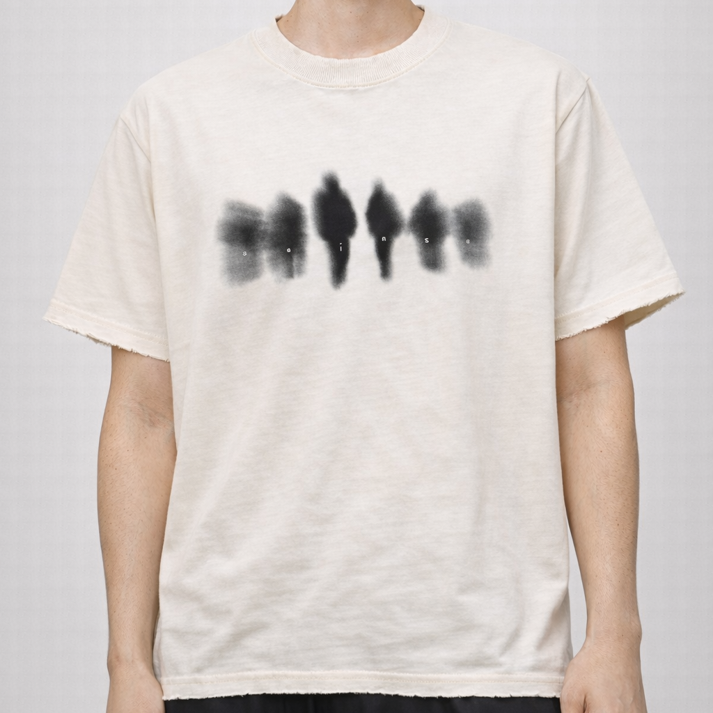 T-shirt Panna SEINSE effetto spray con bordi raw