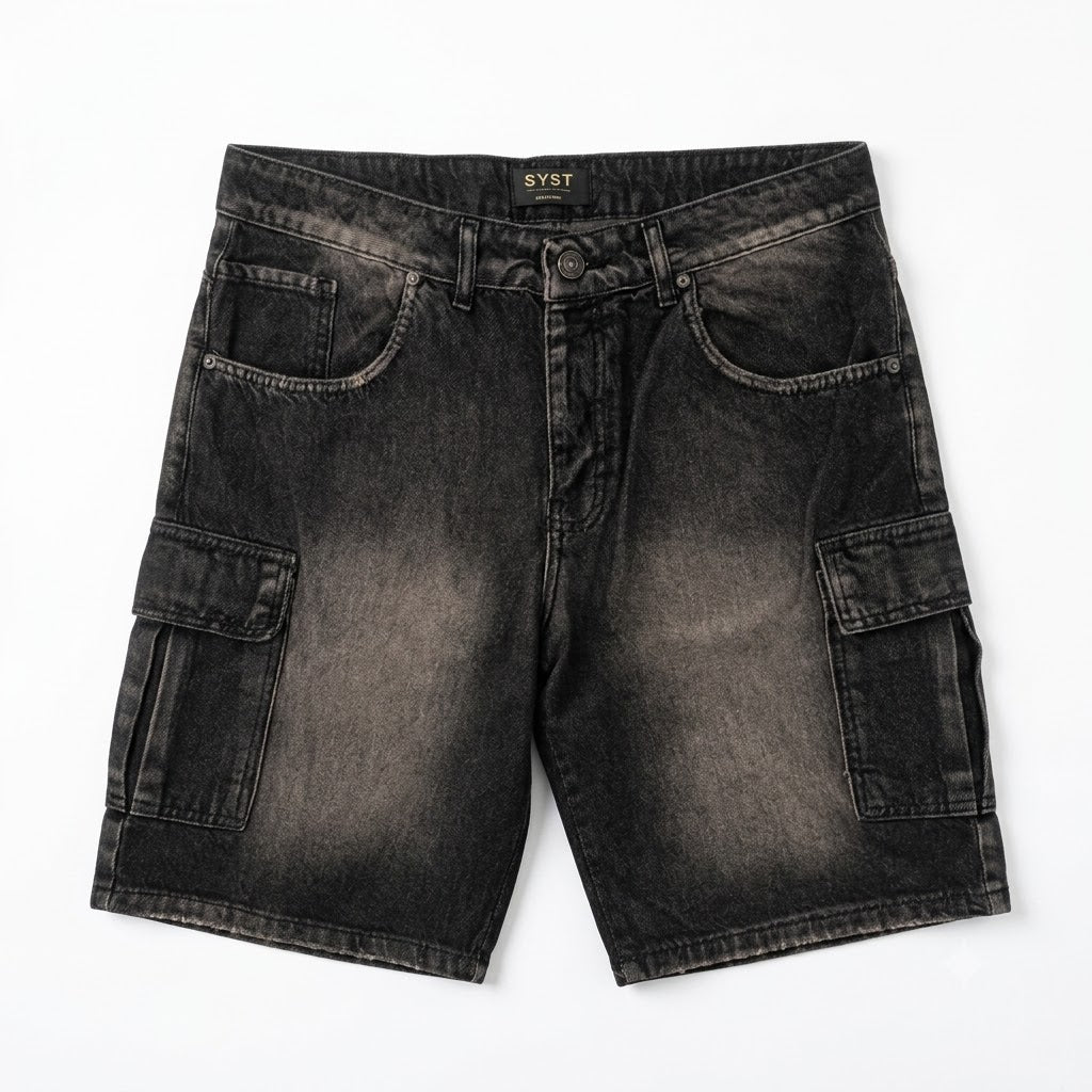 Bermuda Cargo Denim Sabbiato "Dark Fade" – SYST