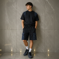 Completo SYST  T-shirt & Shorts Denim Graffiato BLACK