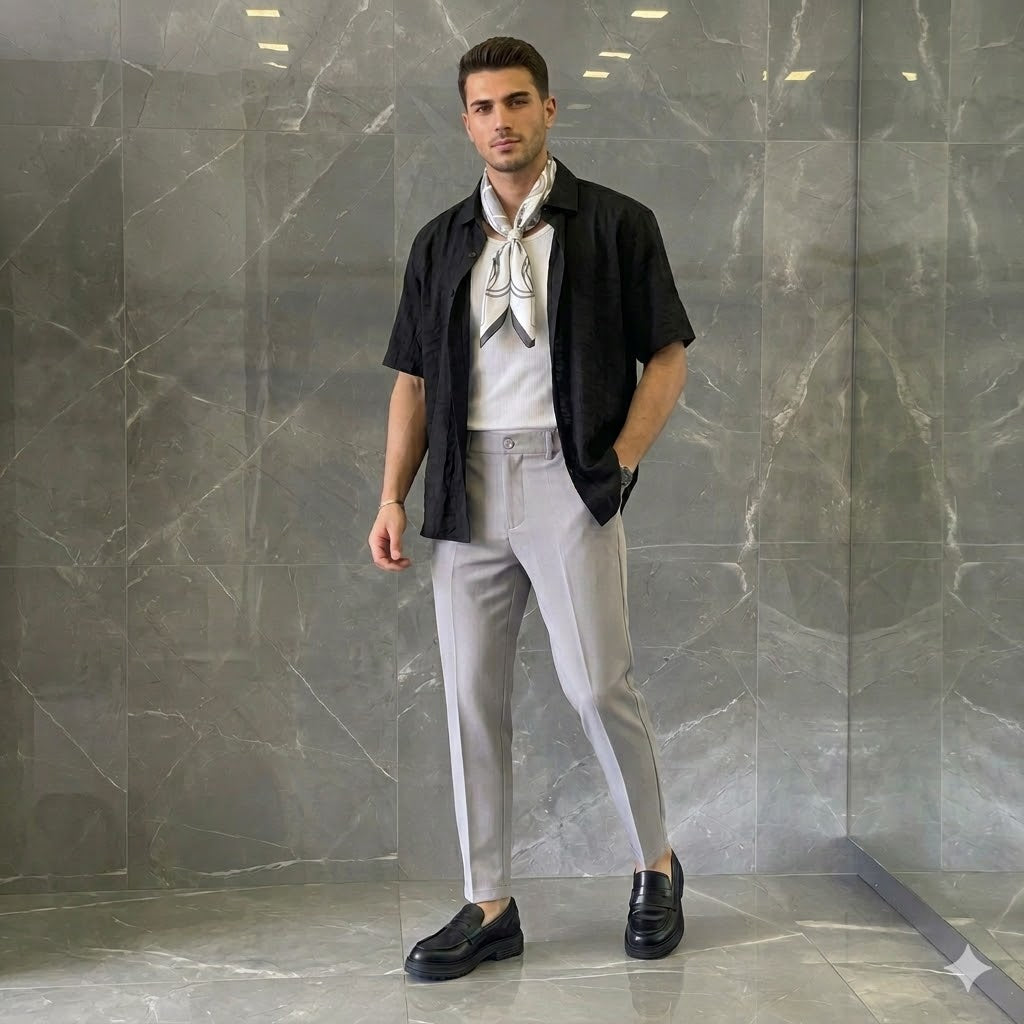 Camicia CLEA Jon Ferretto Viscosa Fantasia NERA