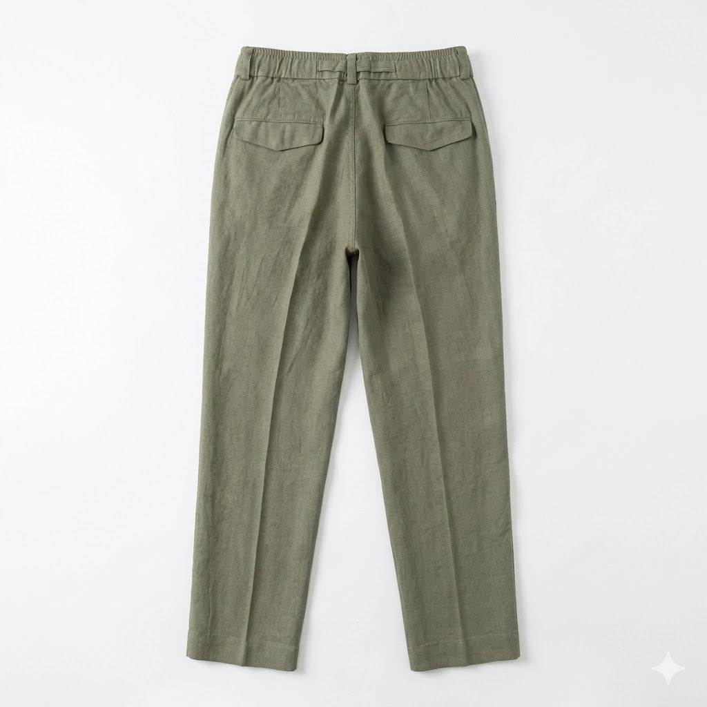 Pantalone Lino Ampio Verde
