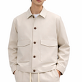 Overshirt Ecru con Tasche Applicate