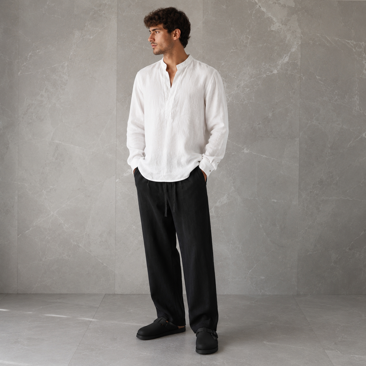 Camicia Coreana V 100% Lino
