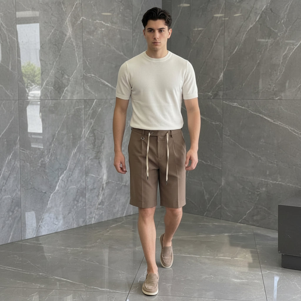 Bermuda Sartoriale Fluido con Coulisse – Fango