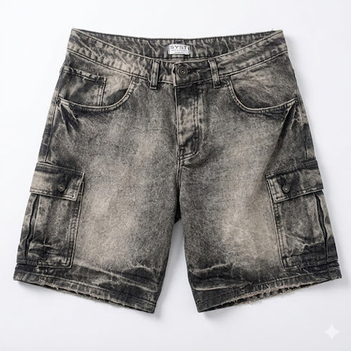 Bermuda Cargo in Denim Grigio Lavaggio Sabbiato