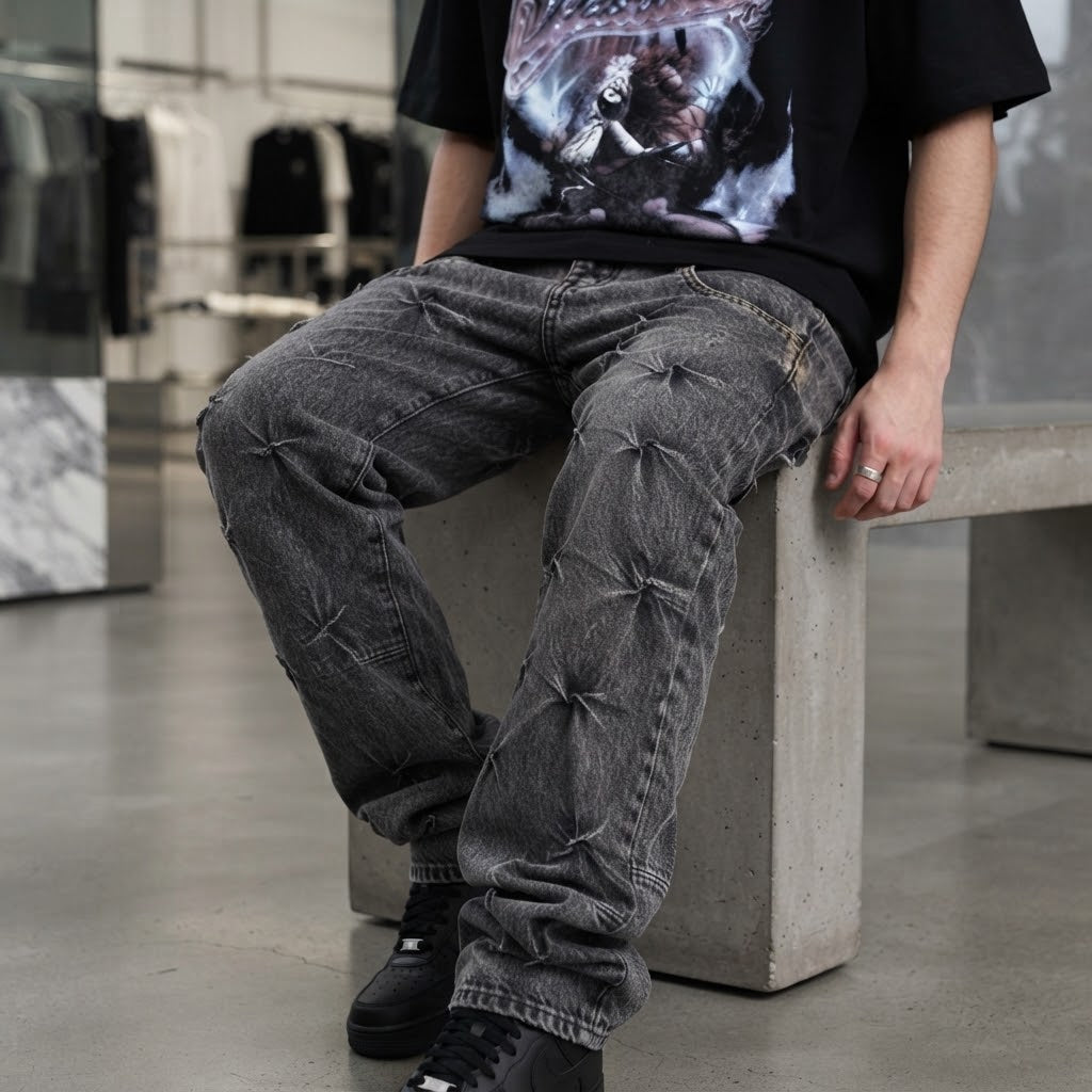 Jeans SYST Lavaggio Acido – Relaxed Fit con Texture 3D